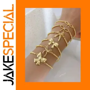 Gold Plated Bow Beaded Bracelet for Women
