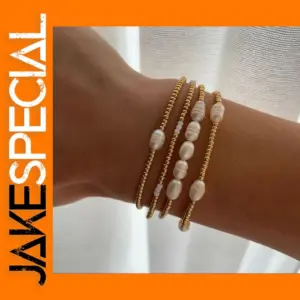 Gold Pearl Beaded Bracelet Set for Women