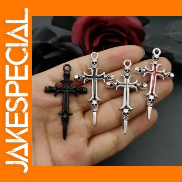 5Pcs Vintage Skeleton Cross Charms Set
