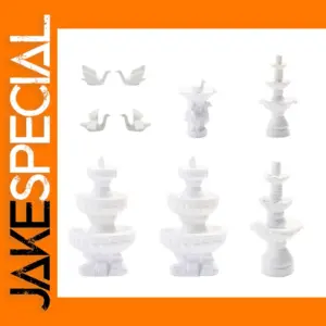 9pcs White Fountain Statue Model Set HO Scale