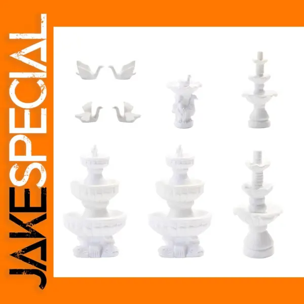9pcs White Fountain Statue Model Set HO Scale