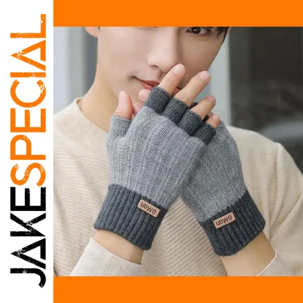 Men's Fingerless Knitted Driving Gloves