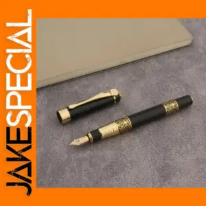 Metal Fountain Pen with Golden Carving