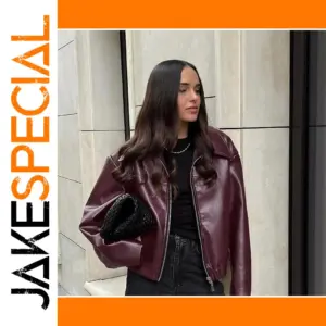 Vintage Wine Red Moto Jacket for Women
