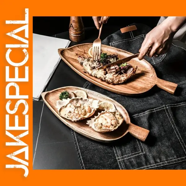 Wooden Leaf Shaped Sushi Dessert Serving Tray