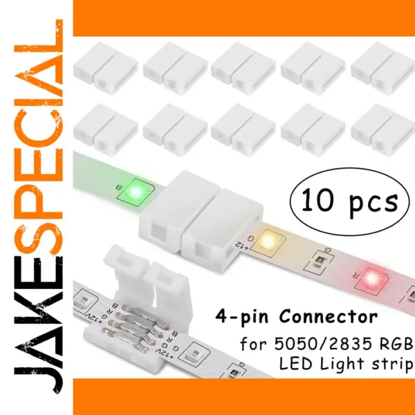 10 PCS 10mm RGB LED Strip Connectors 4-pin