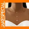 Layered Crystal Zircon Heart Star Necklace Set