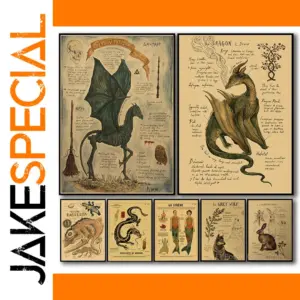 Vintage Animal Dragon Art Canvas Poster
