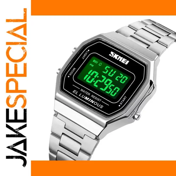 Retro LED Digital Men's Sport Watch Stainless Steel