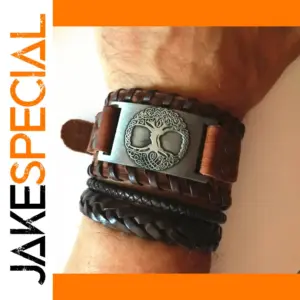 Vintage Leather Moon Bracelet for Men