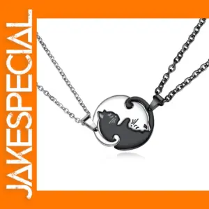 Cute Cat Couple Necklace Set for Women