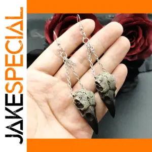 Gothic Raven Skull Drop Earrings for Women