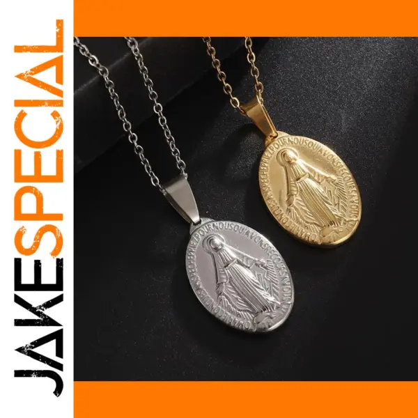 Stainless Steel Our Lady of Guadalupe Pendant Necklace
