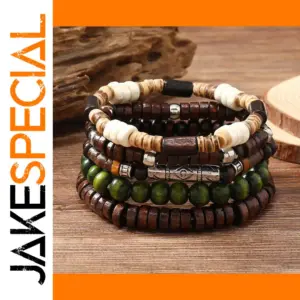 Men's Leather Wrap Bracelets Set, Adjustable
