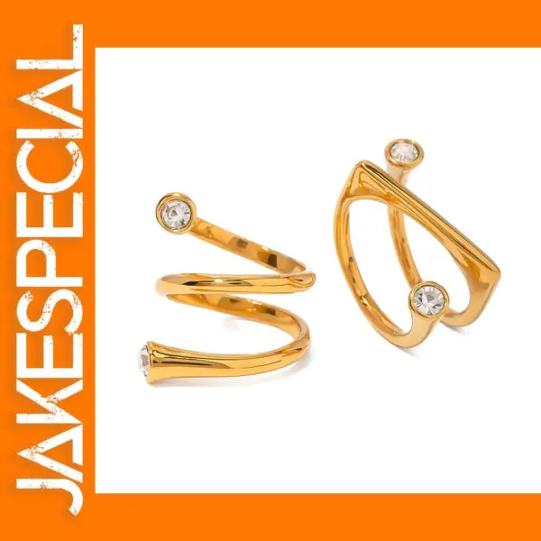 Stylish Asymmetrical White Zirconia Ring for Women