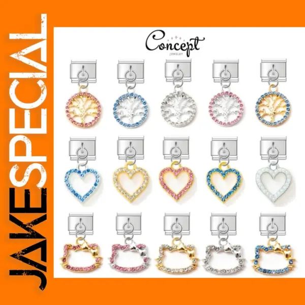 Shiny Zircon Love Cat Charm for Bracelets