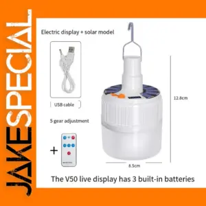 Solar Powered LED Bulb for Camping and Home