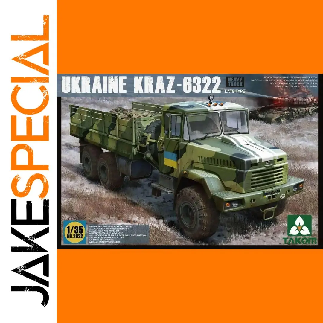 1/35 Scale Takom Ukraine Kraz-6322 Truck Model Kit 1 1/35 Scale Takom Ukraine Kraz-6322 Truck Model Kit