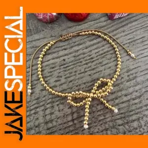 Gold-Plated Bow Knot Beaded Bracelet