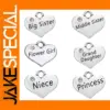 10pcs Family Heart Charms for Jewelry Making