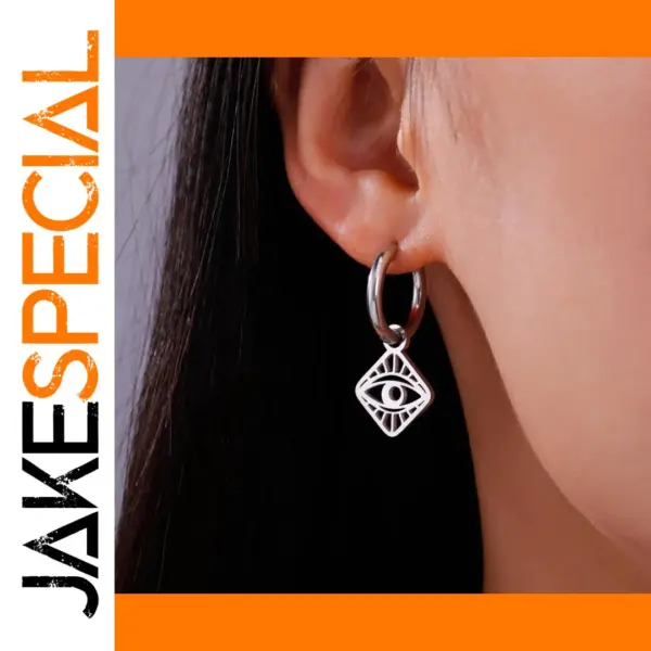 Evil Eye Stainless Steel Drop Earrings