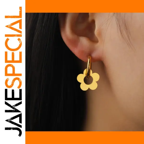 Gold Color Floral Drop Earrings for Women