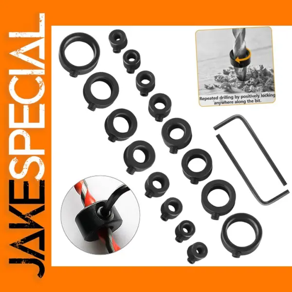 Adjustable Depth Stop Collar Drill Bit Set