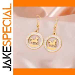 Gold Plated Horse Drop Earrings for Women