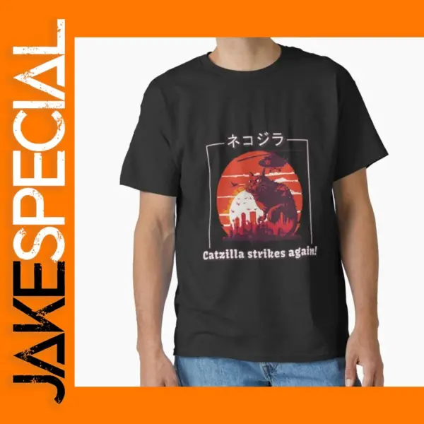 Catzilla Humorous T-Shirt for Adults