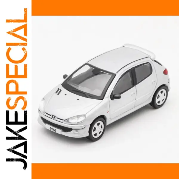 1/64 Scale Silver Peugeot 206 Diecast Model