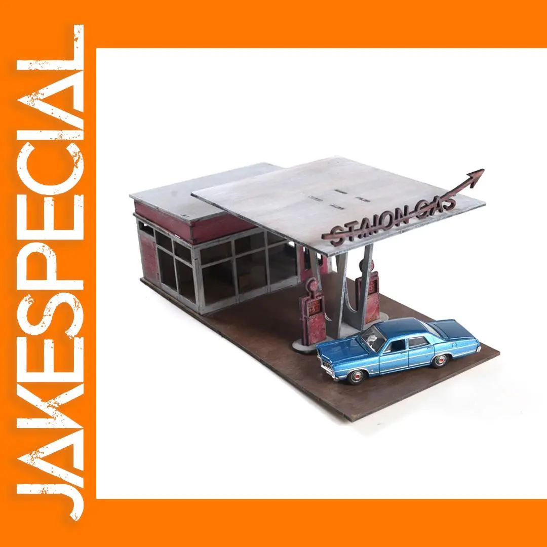 1/72 Scale Wooden Gas Station Model Kit 1 1/72 Scale Wooden Gas Station Model Kit