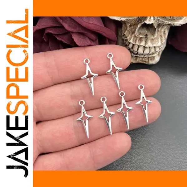 30 Antique Silver Star Charms for Jewelry