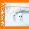 3D Cat Flocked Drop Earrings for Women