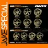 Gold 1/64 ABS Wheel and Rubber Tire Set