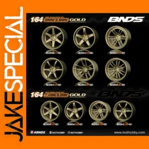 Gold 1/64 ABS Wheel and Rubber Tire Set