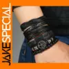 6 Piece Adjustable Leather Wrap Bracelets Set