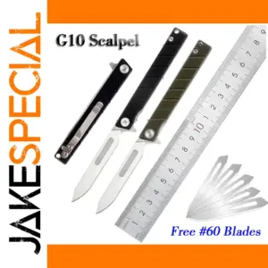 G10 Folding Knife with 10 Carbon Steel Blades