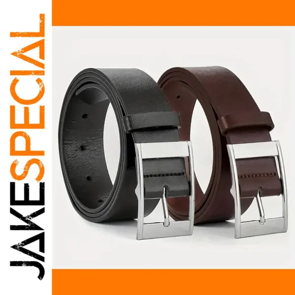 Luxury PU Leather Men's Belt with Metal Pin Buckle