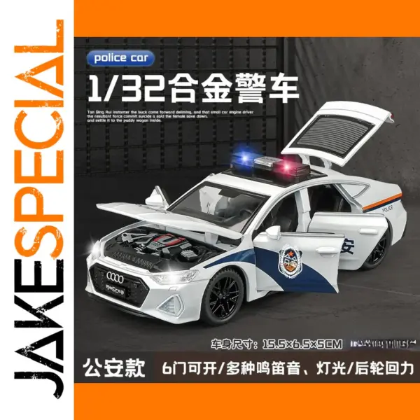 1:32 AUDI RS7 Police Car Diecast Model