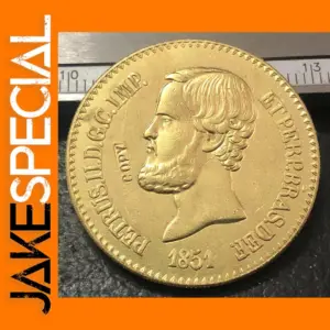 1851 Brazil 20000 Reis Gold Coin Replica