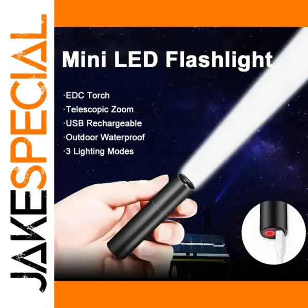 Mini Zoom Waterproof LED Flashlight 450 Lumen