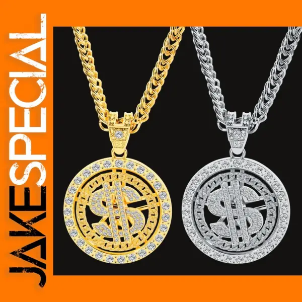 Rotating Dollar Pendant Necklace for Men