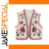 Vintage Floral Embroidered Women's Vest Jacket