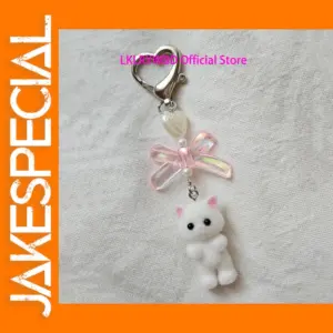 Cute Kitty Cat Heart Bow Keychain