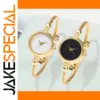 2PCS Fashion Gold Alloy Women's Wrist Watches