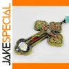Orthodox Gold Cross Necklace with Wooden Rosary Beads