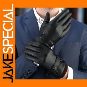 Men's Touch Screen Winter Gloves Black Leather