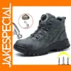 Men's Steel Toe Work Boots with Buttons