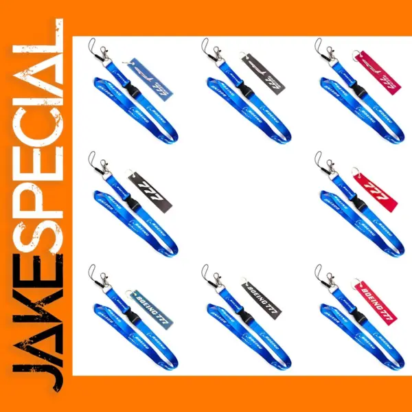 Boeing 777 Keychain and Lanyard Set
