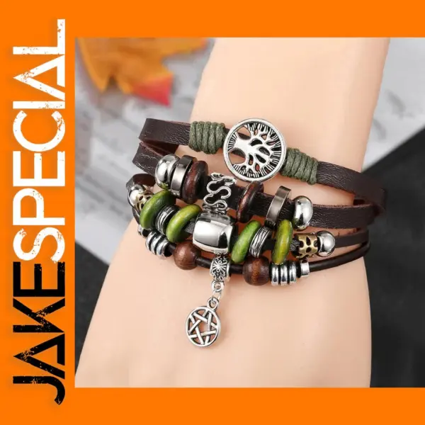 Handmade Tree of Life Leather Wrap Bracelet